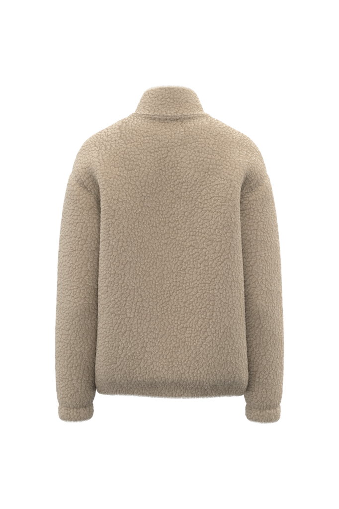 Spasso Sweat-shirt zippé à épaules tombantes en sherpa unisexe Wet Sand (SP404)