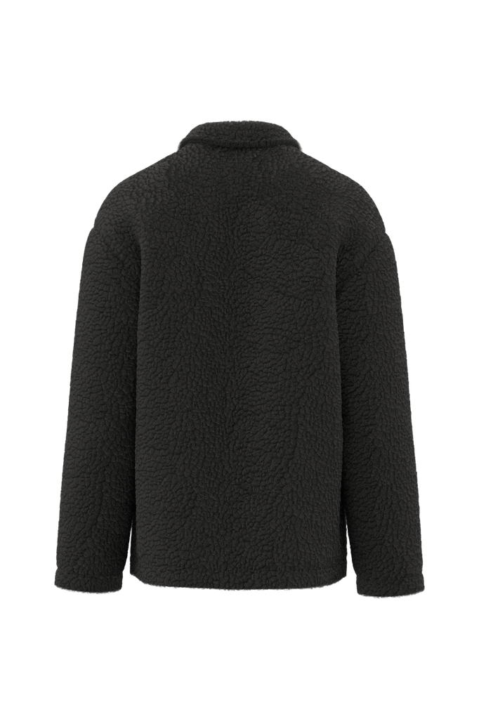 Spasso Surchemise à épaules tombantes en sherpa unisexe Black (SP508)