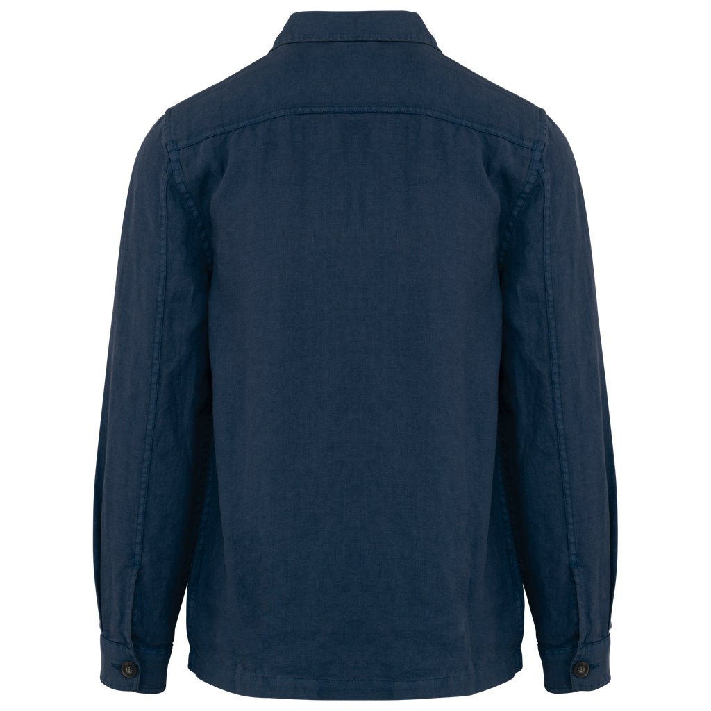 Spasso Surchemise délavée en lin homme Washed Navy Blue (SP516)
