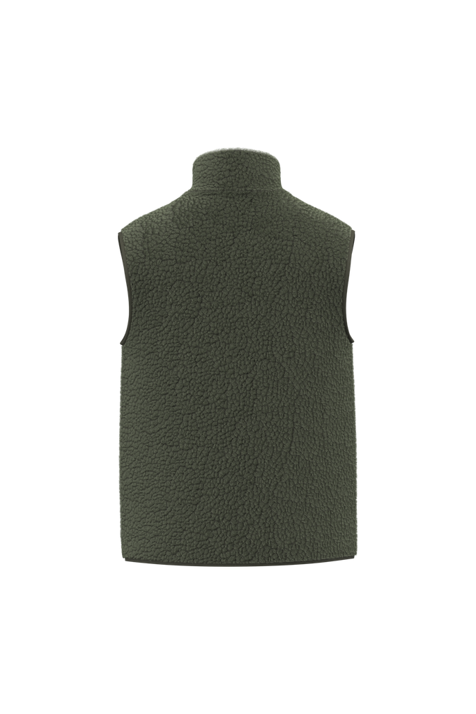 Spasso Veste sans manches en sherpa homme Forest Khaki (SP603)