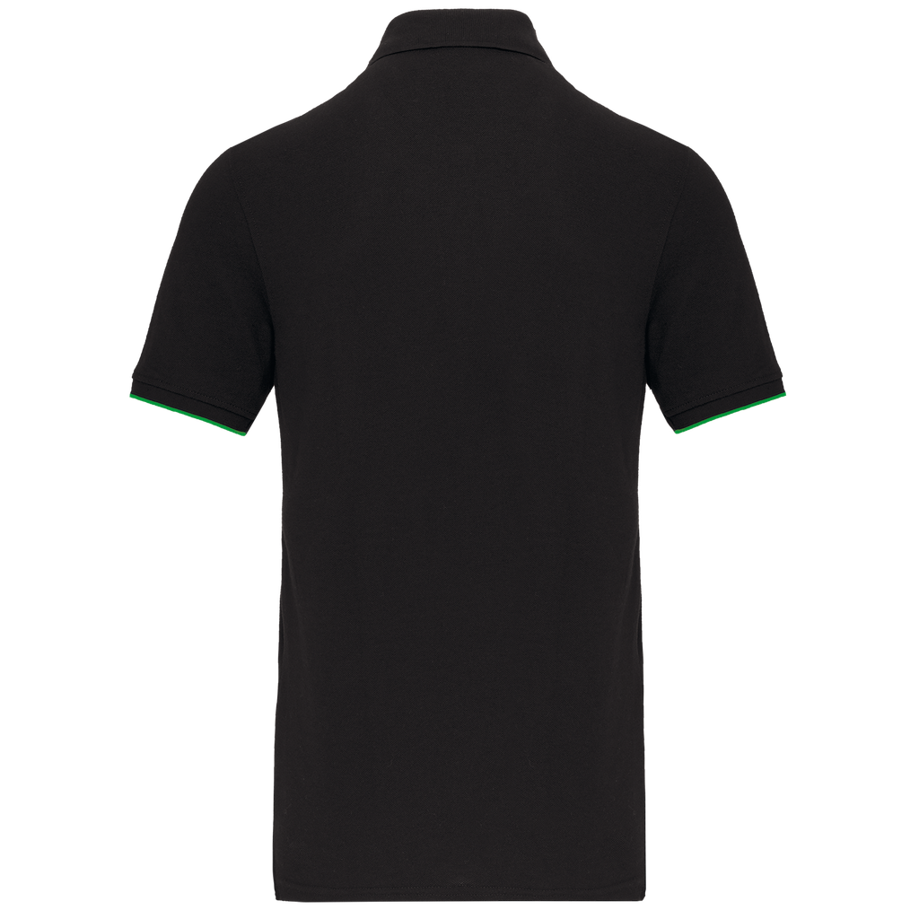 WK. Designed To Work Polo Day To Day contrasté manches courtes homme Black / Kelly Green (WK270)