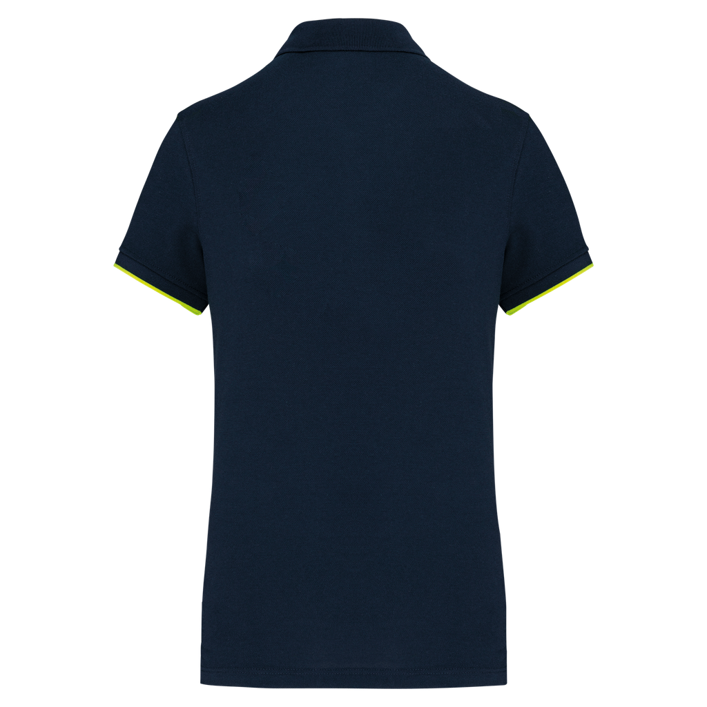 WK. Designed To Work Polo Day To Day contrasté manches courtes femme Navy / Fluorescent Yellow (WK271)