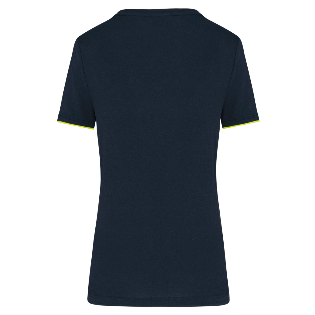 WK. Designed To Work T-shirt Day To Day manches courtes femme Navy / Fluorescent Yellow (WK3021)
