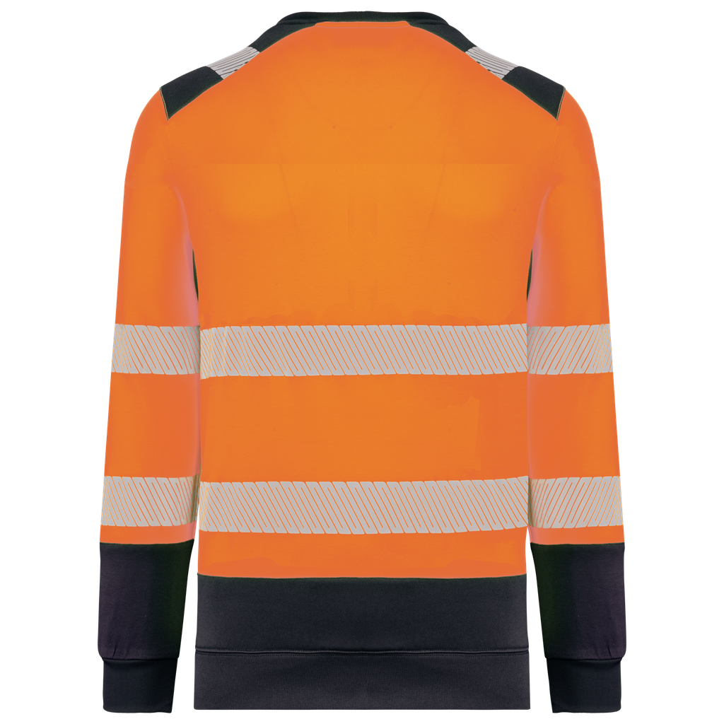 WK. Designed To Work Sweat-shirt de sécurité recyclé col rond unisexe Hi Viz Orange / Navy (WK420)