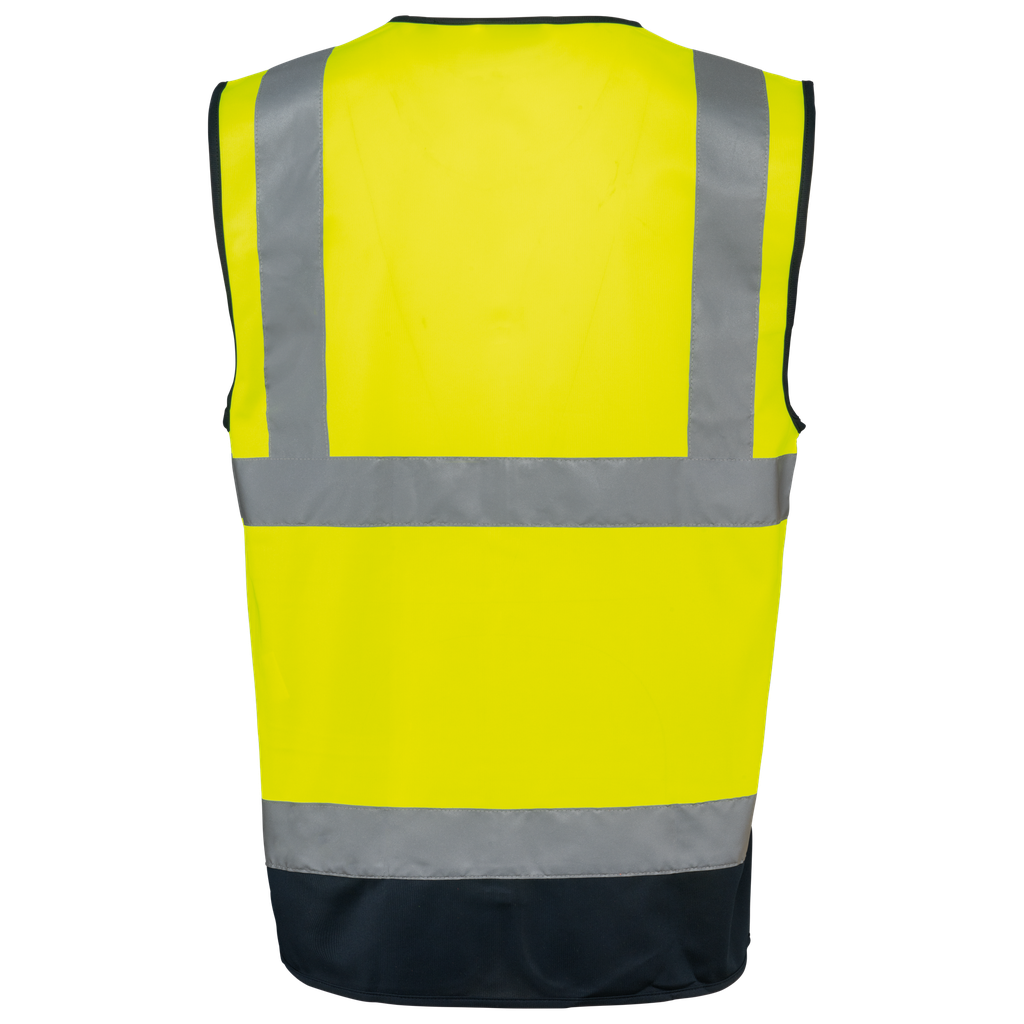 WK. Designed To Work Gilet de sécurité haute visibilité recyclé avec zip unisexe Hi Viz Yellow / Navy (WK618)