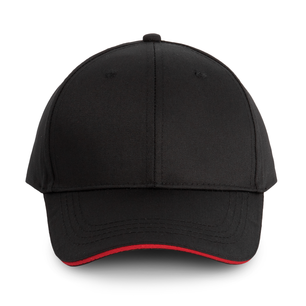 WK. Designed To Work Casquette sandwich contrasté 6 panneaux Black / Red (WKP145)