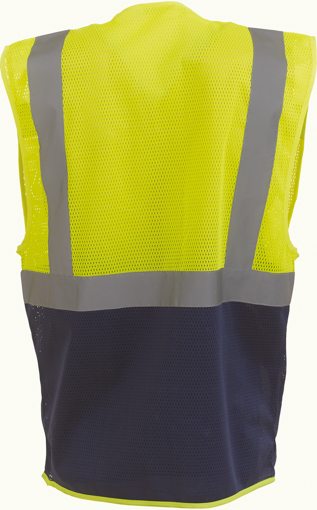 Yoko Gilet haute visibilité Top Cool "Management" Hi Vis Yellow / Navy (YHVW820)