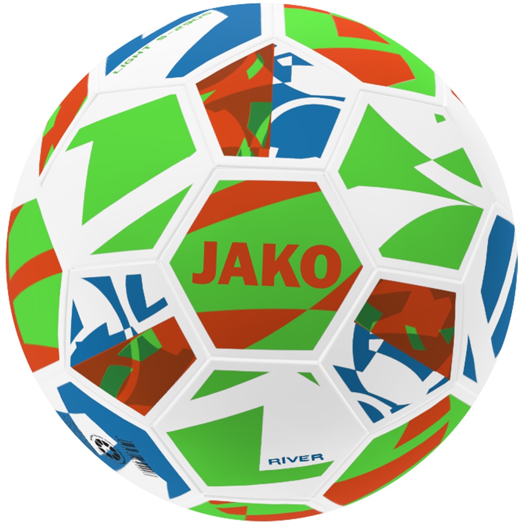 [2343-661-5] JAKO Ballon River light blanc/vert fluo/orange fluo, 350g Unisexe