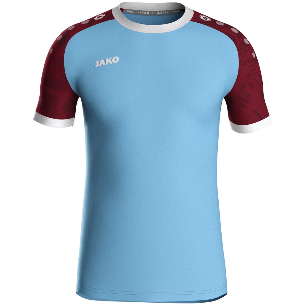 JAKO Maillot Iconic MC bleu tendre/rouge vin Unisexe