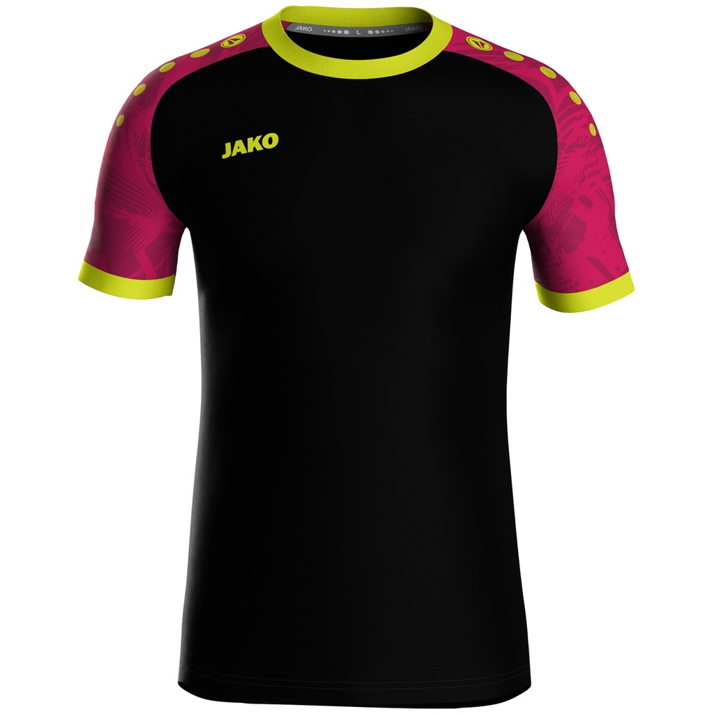 JAKO Maillot Iconic MC noir/pink/jaune fluo Enfants