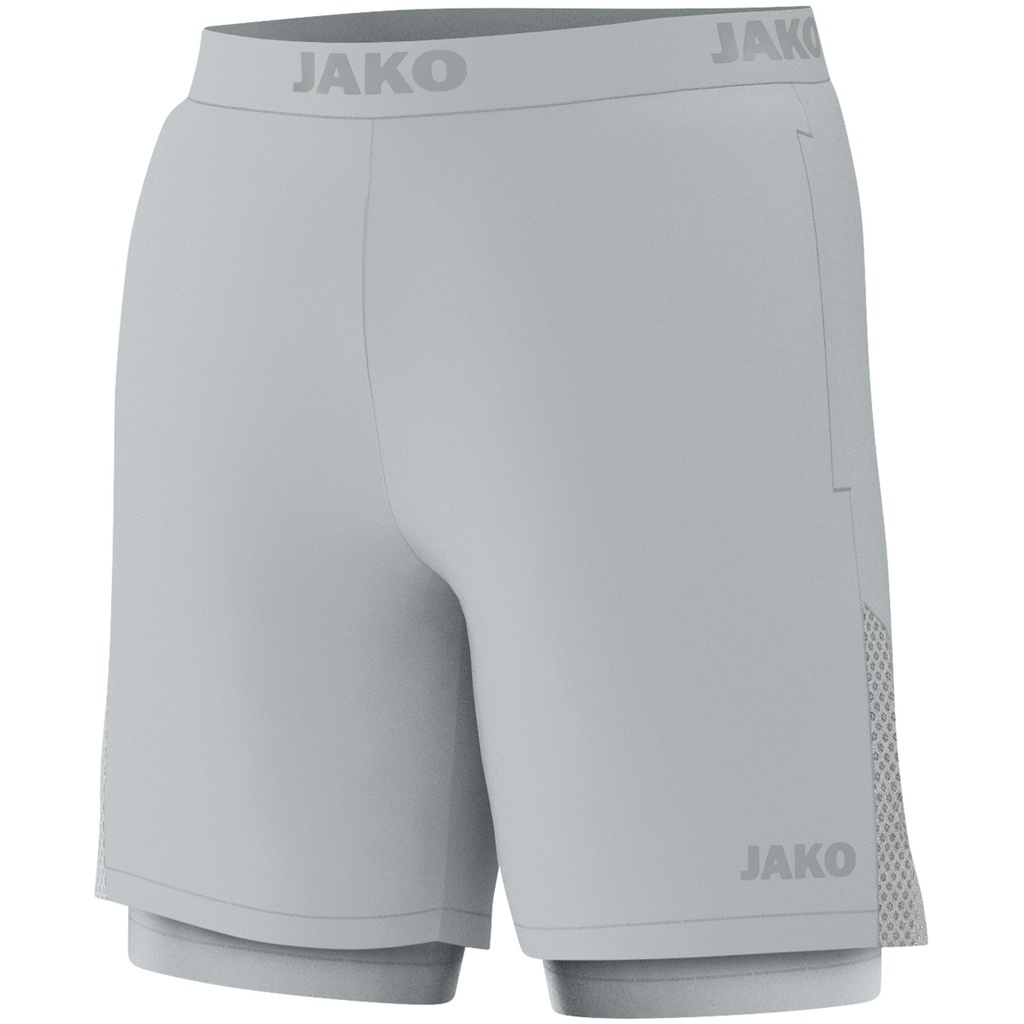 [6276-522-S] JAKO Short 2-en-1 Power gris clair Unisexe (S)