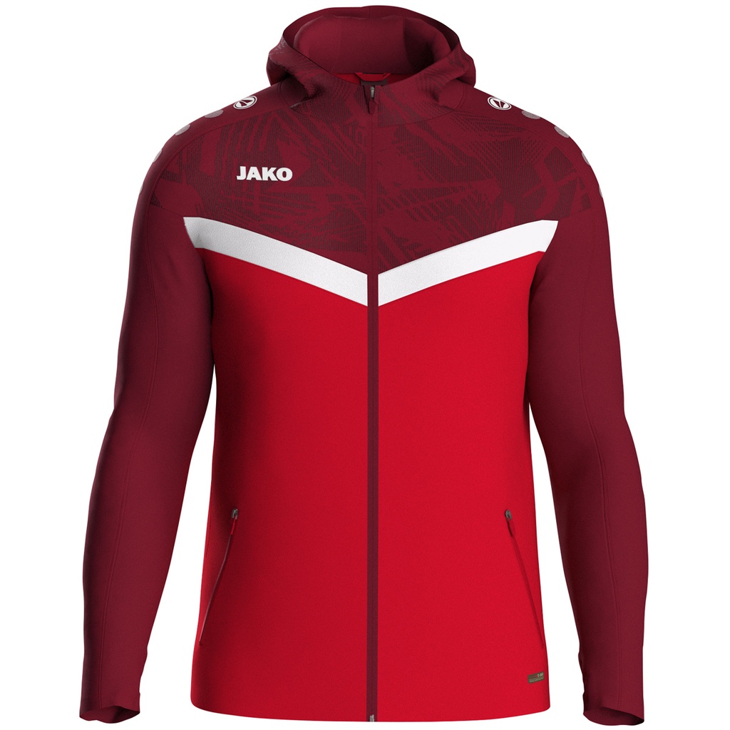 JAKO Veste à capuche Iconic rouge/rouge vin Enfants