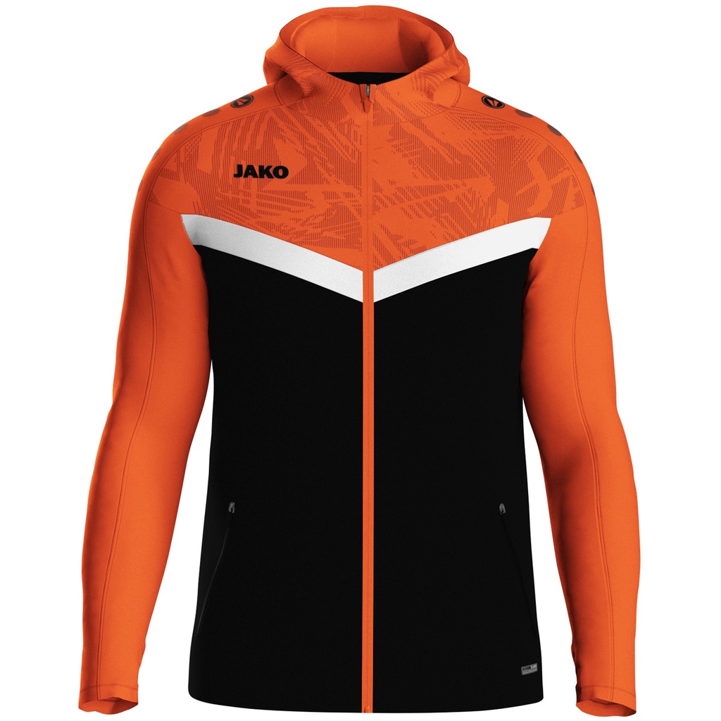 JAKO Veste à capuche Iconic noir/ orange fluo Femmes