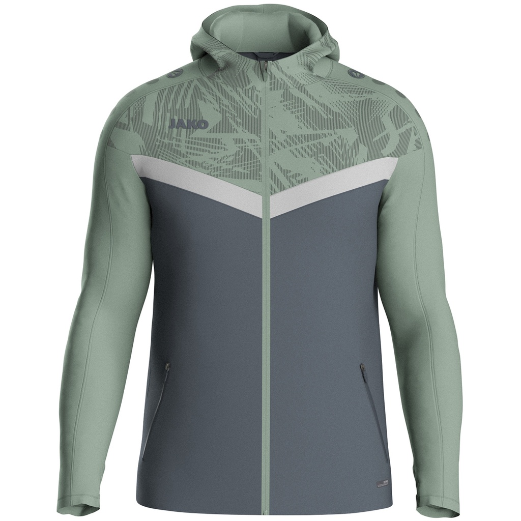 JAKO Veste à capuche Iconic anthra light/vert menthe/gris tendre Femmes