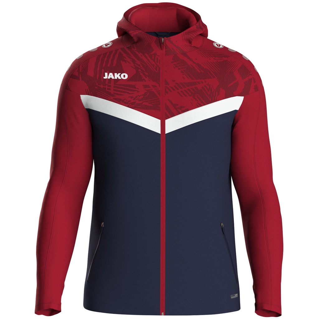 JAKO Veste à capuche Iconic marine/rouge chili Femmes