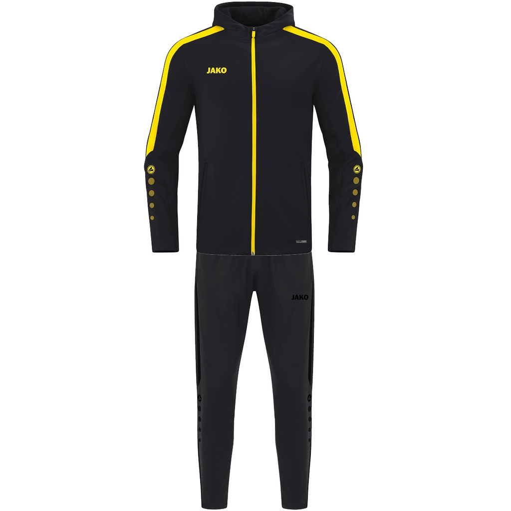 JAKO Survêtement polyester à capuche Power noir/citron Femmes