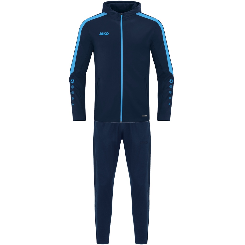 JAKO Survêtement polyester à capuche Power marine/bleu ciel Unisexe